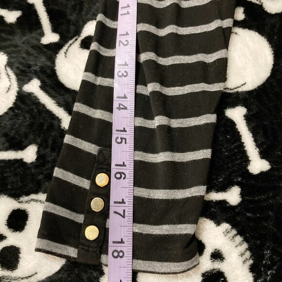 THYME Grey and black striped nursing top ~ Goth emo XS SMALL maternity shirt - Picture 12 of 15